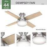 Hunter Dempsey 44インチ シーリングファン(50282) / Brushed Nickel Silver LED Indoor Ceiling Fan