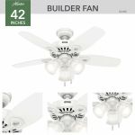 Hunter Builder 42インチ シーリングファン(52105) / Snow White LED Indoor Ceiling Fan