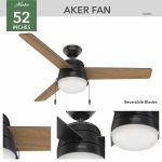 Hunter Aker 52インチ シーリングファン(50386) / Matte Black LED Indoor and Outdoor Ceiling Fan