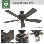 Hunter Crestfield 52インチ シーリングファン(54205)/Bronze LED Indoor Ceiling Fan