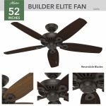 Hunter Builder Elite 52インチ シーリングファン(53292) / New Bronze Indoor and Outdoor Ceiling Fan