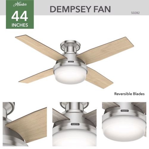 Hunter Dempsey 44インチ シーリングファン(50282) / Brushed Nickel Silver LED Indoor Ceiling Fan