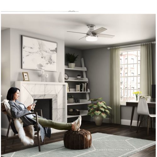 Hunter Dempsey 44インチ シーリングファン(50282) / Brushed Nickel Silver LED Indoor Ceiling Fan