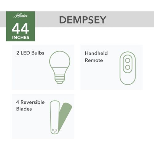 Hunter Dempsey 44インチ シーリングファン(50282) / Brushed Nickel Silver LED Indoor Ceiling Fan